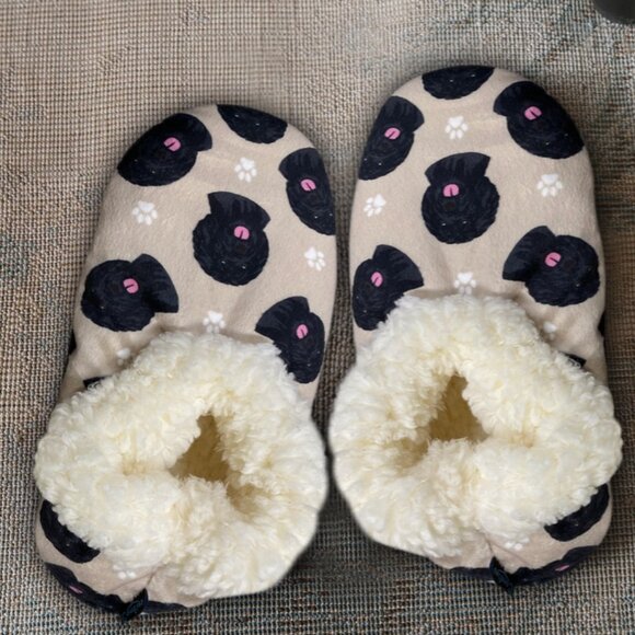Comfies Black Labradoodle Slippers - Sherpa Lined bootie style slippers NWT - Picture 3 of 3